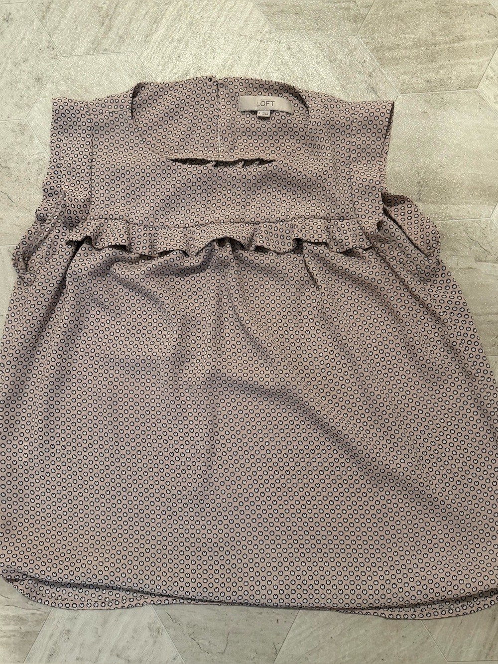 LOFT Mauve Geometric Ruffle Sleeveless Camisole